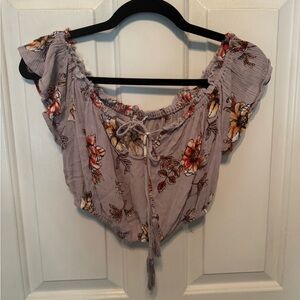 Cotton Candy LA Floral Ruffle Blouse - Lavender and Orange
